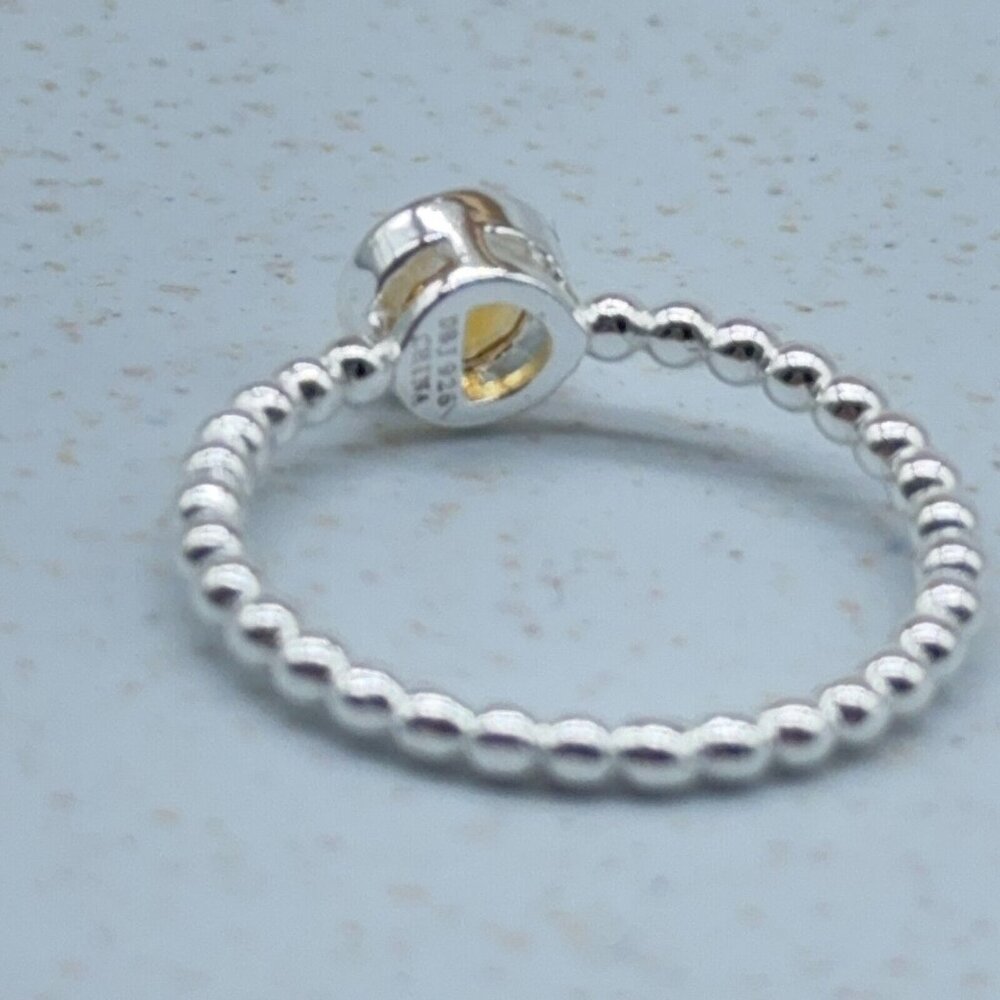 Sevilla Sterling Silver Ring 0.42ct Citrine Faceted Gemstone Beaded Detail 8.75 - Picture 7 of 8